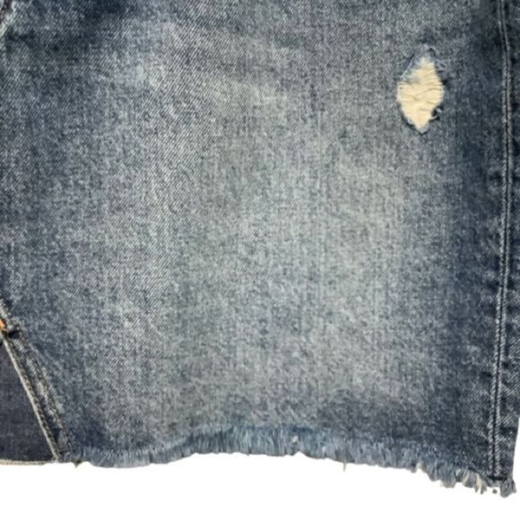 H&M L.O.G.G. DENIM SKIRT WITH BUTTON FLY AND FRINGED HEM SIZE L - Picture 8 of 8